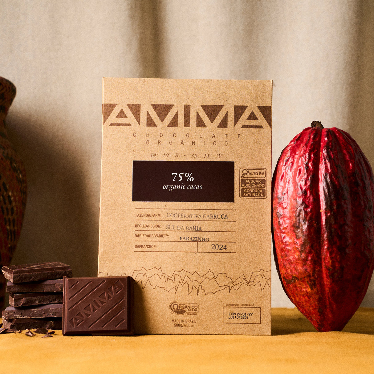 Chocolate Orgânico 75% Barra - 500g - AMMA