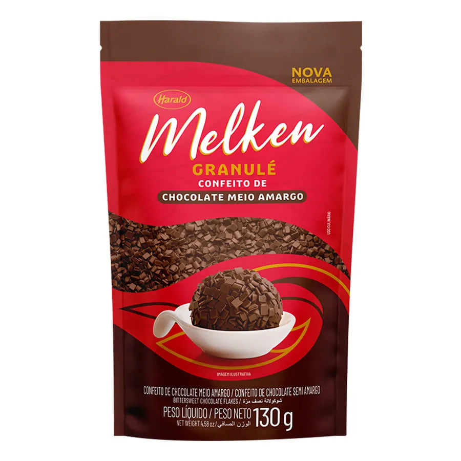 Confeito de Chocolate Meio Amargo Granulé - 130g - Melken