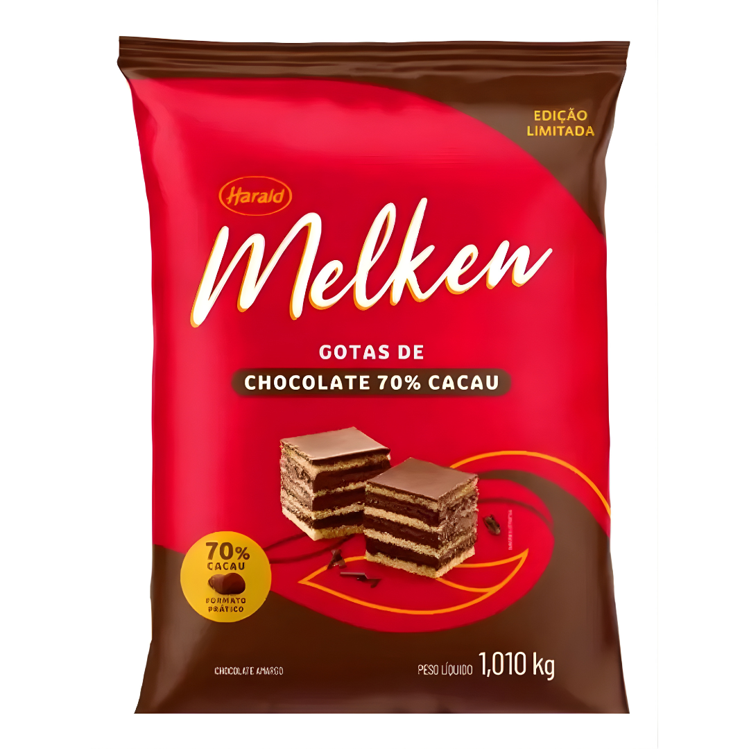 Chocolate em Gotas Amargo 70% Cacau Melken - 1,010Kg - Harald