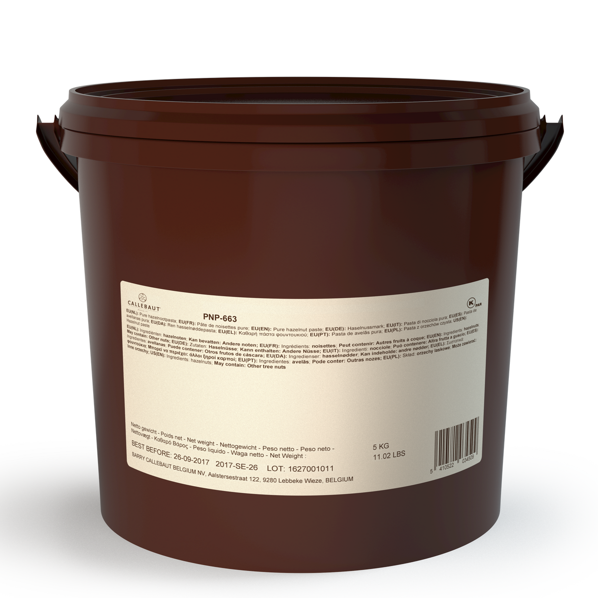 Recheio PNP Callebaut 100% Avelãs - Balde 5Kg - Callebaut