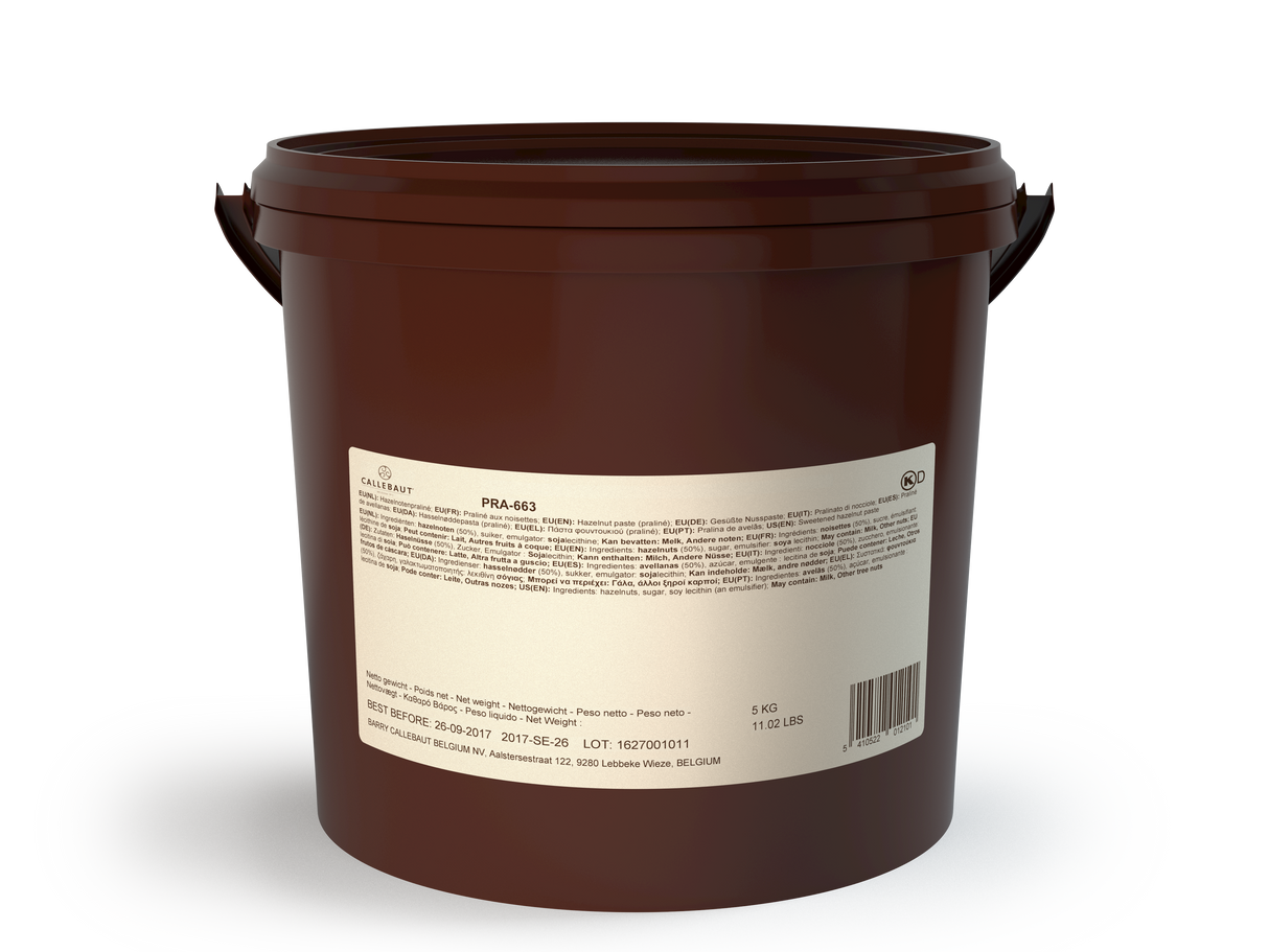 Recheio PRA Callebaut 50% Avelã e 50% Açúcar - Balde 5kg - Callebaut