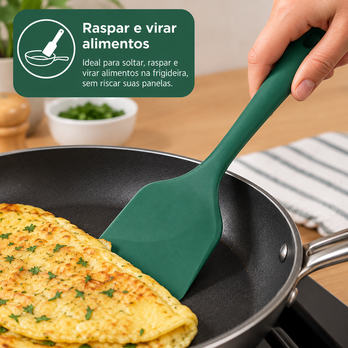 Espátula de Silicone Larga Verde Sálvia - Mozcada