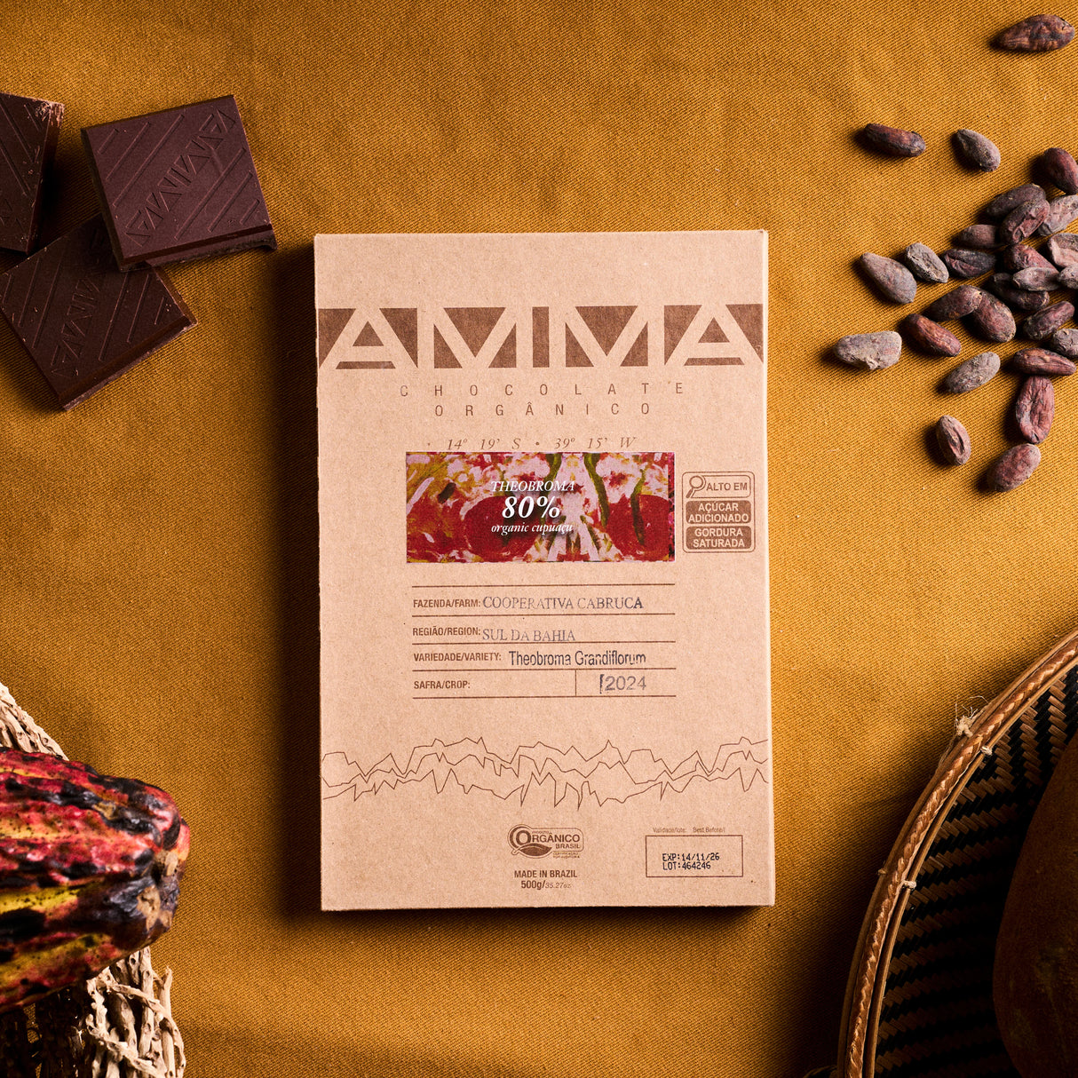 Chocolate Orgânico 80% Theobroma Cupuaçu Barra - 500g - AMMA