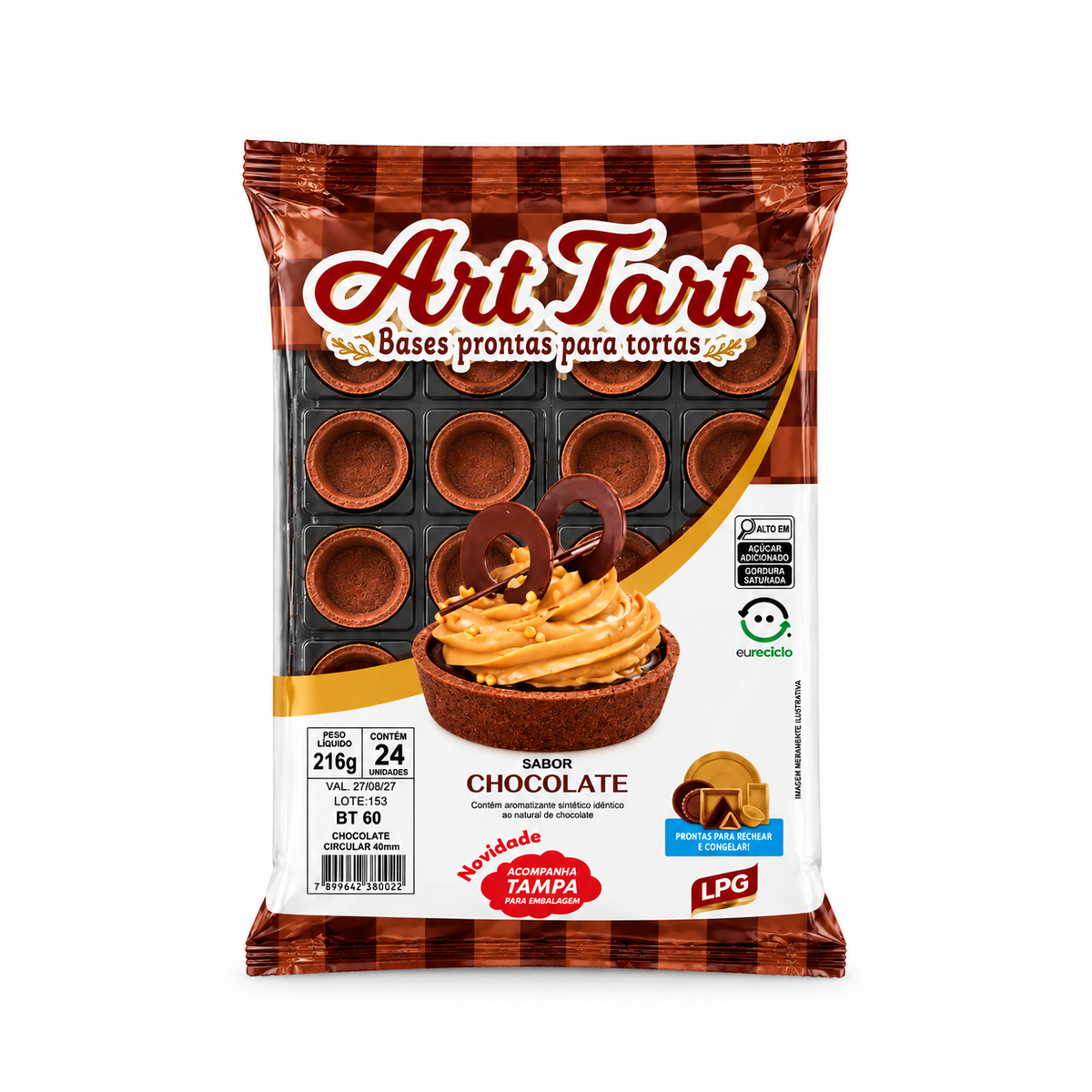 Base de Torta Sabor Chocolate Circular - 40mm - Art Tart