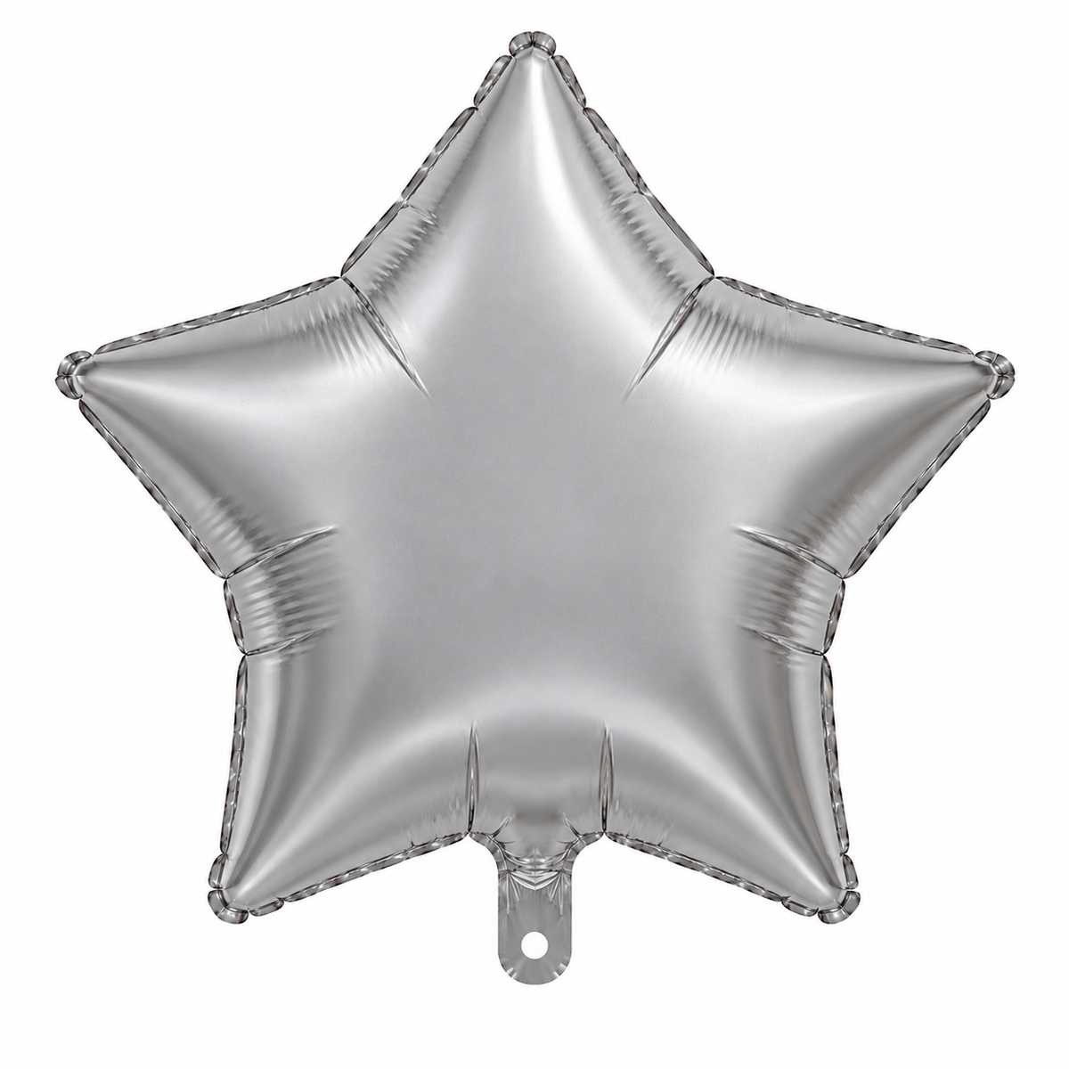 Balão Cromado com Canudo - Estrela - Prateado - 18"/45cm - Silver Festas
