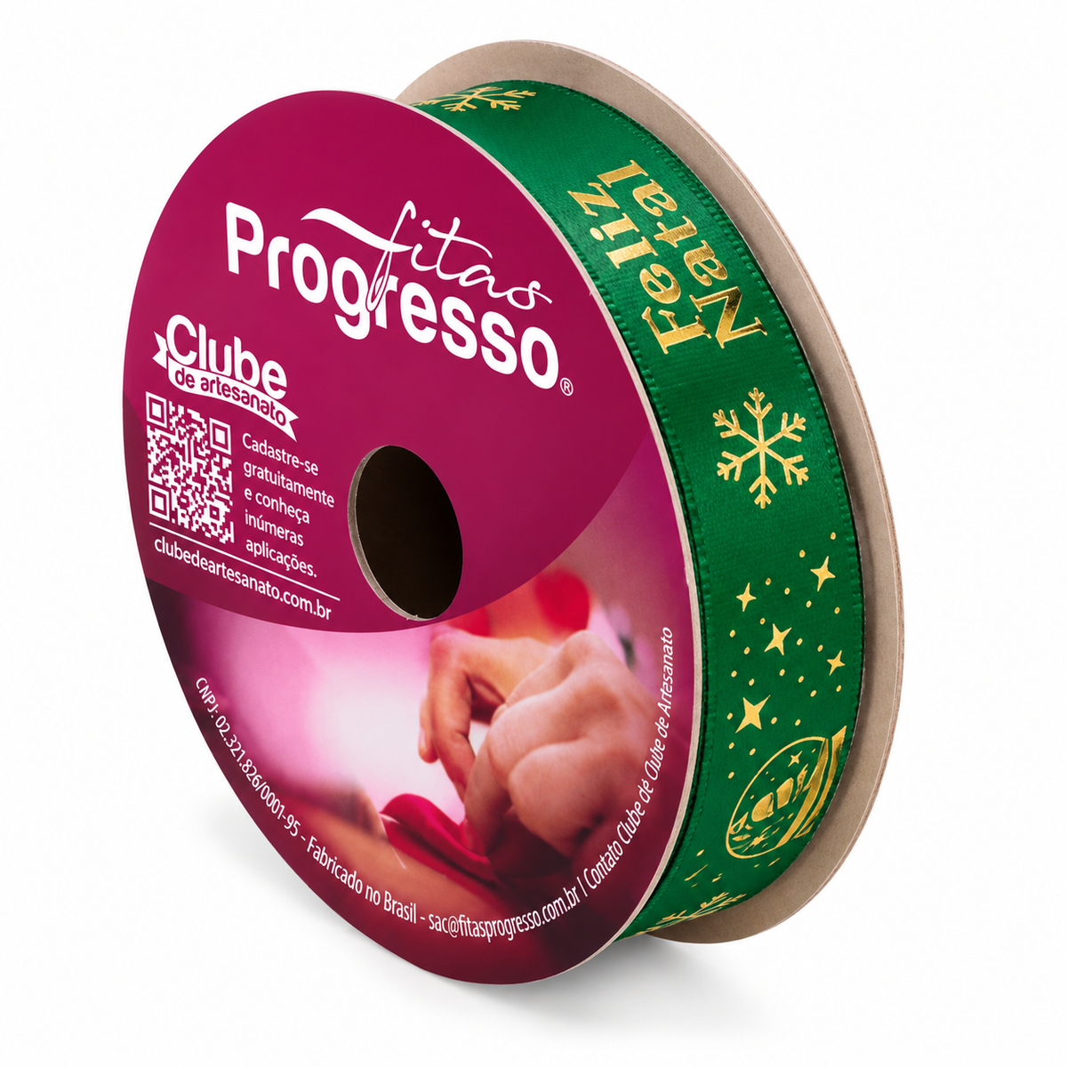 Fita Cetim Feliz Natal (ECF005H Cor 1120) - 22mmx10m - Fitas Progresso