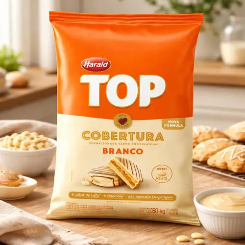 Cobertura Fracionada em Gotas Sabor Chocolate Branco Top - 2,05Kg - Harald