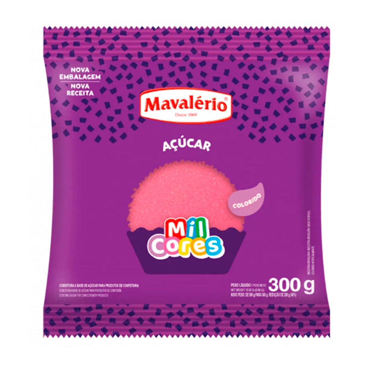Açúcar Colorido Mil Cores - Rosa - 300G - Mavalério