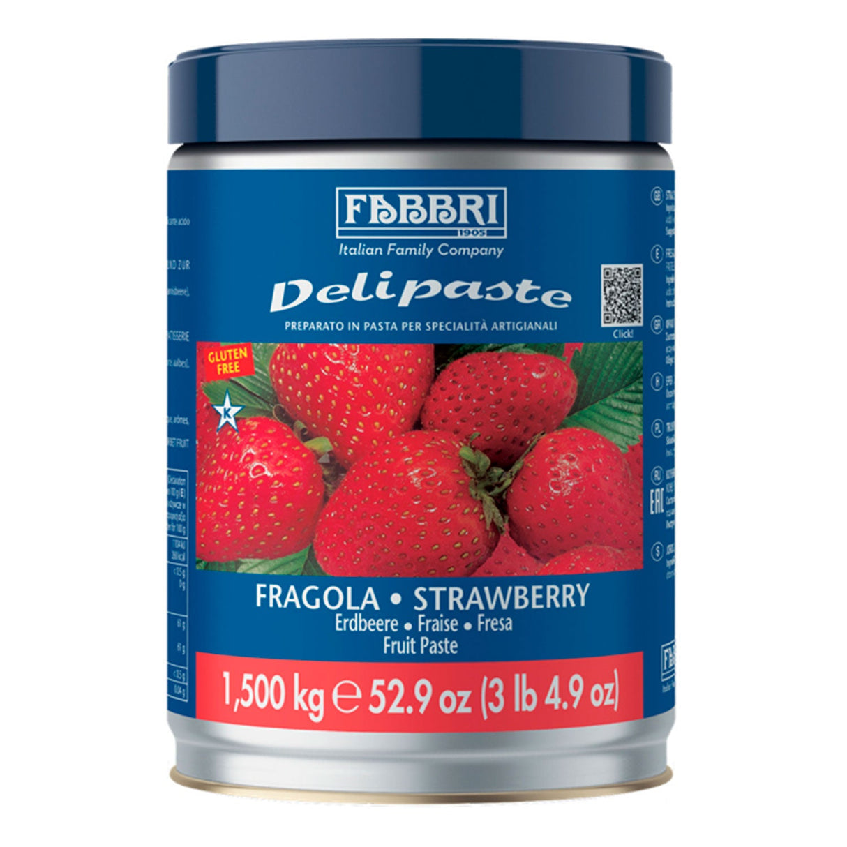 Pasta Delipaste Morango Fragola 1,5Kg - Fabbri