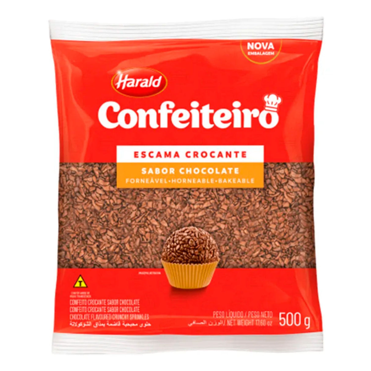 Escama Crocante Sabor Chocolate Confeite 500g - Harald