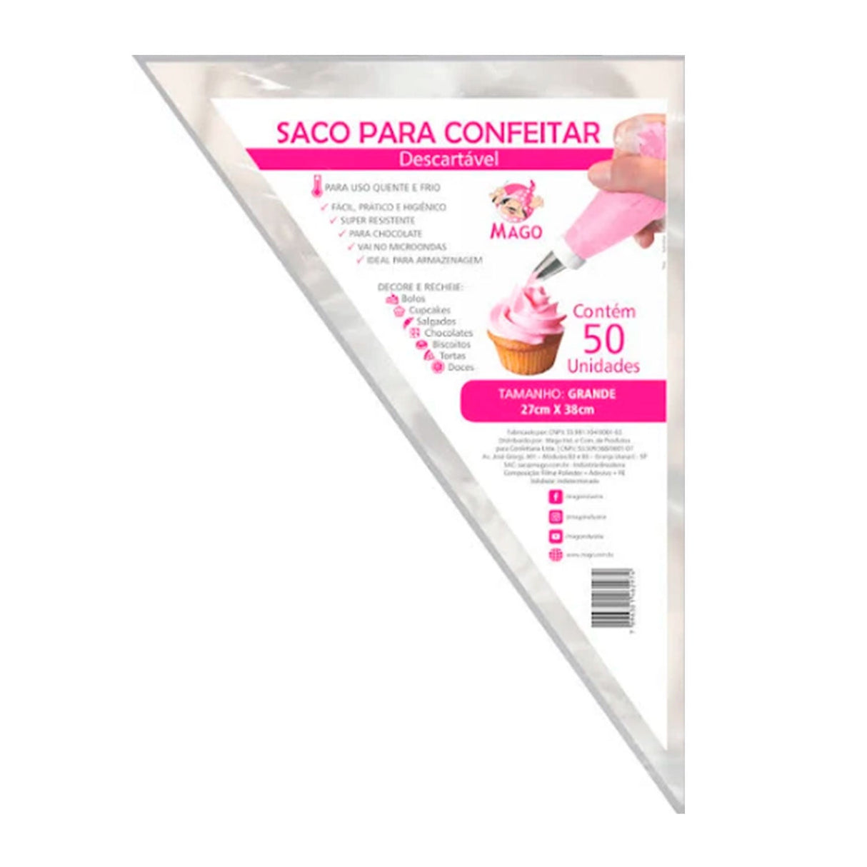 Saco De Confeitar Descartável Grande ( 38X27cm ) - 50 Unid - Mago