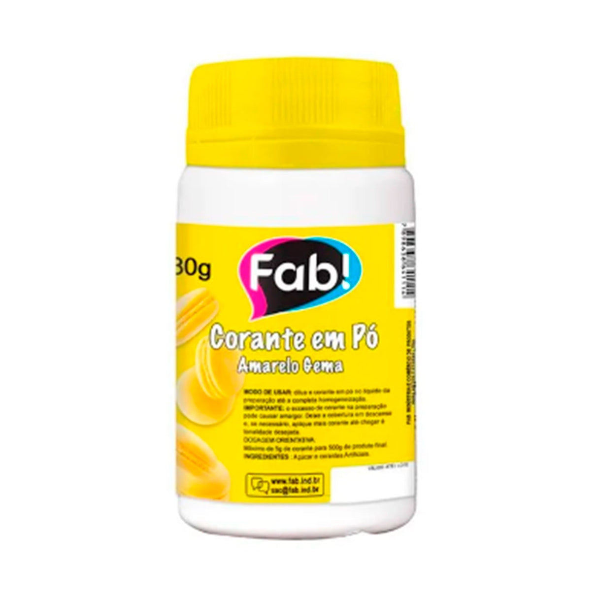 Corante em Pó Amarelo Gema 80g - Fab!