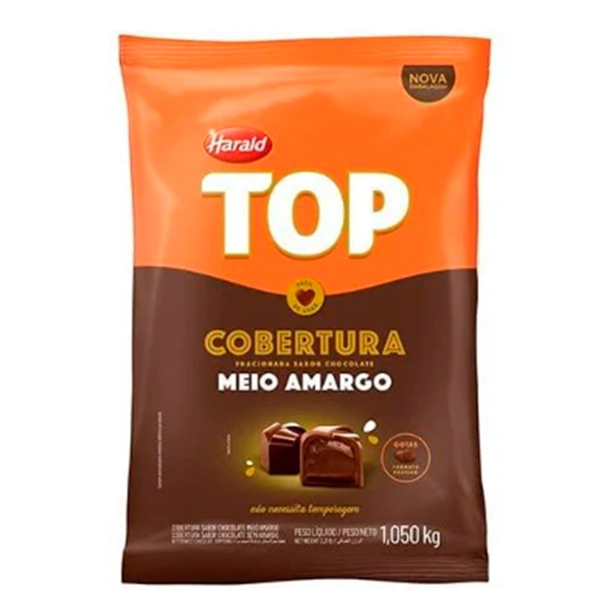 Cobertura em Gotas de Chocolate Meio Amargo 1,05 Kg - Top Harald