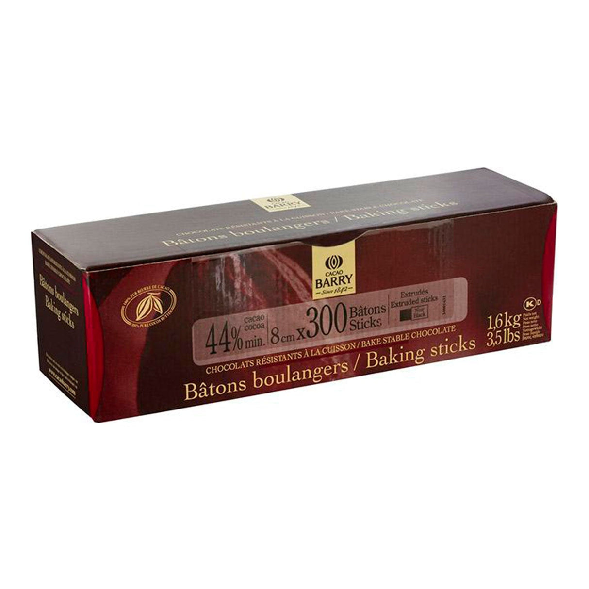 Bâtons Boulanger Chocolate Amargo 1,6Kg - Cacao Barry