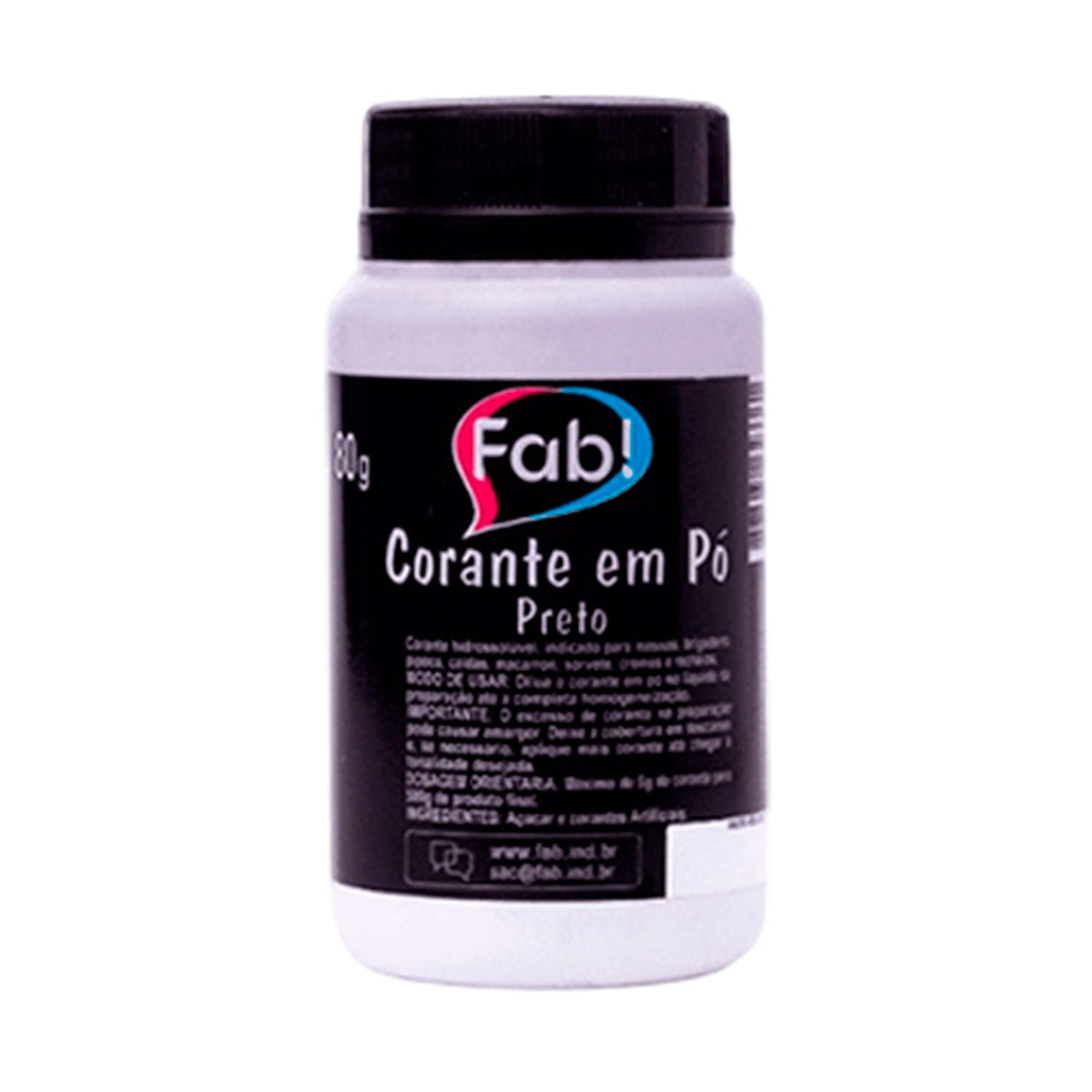 Corante em Pó Preto 80g - Fab!