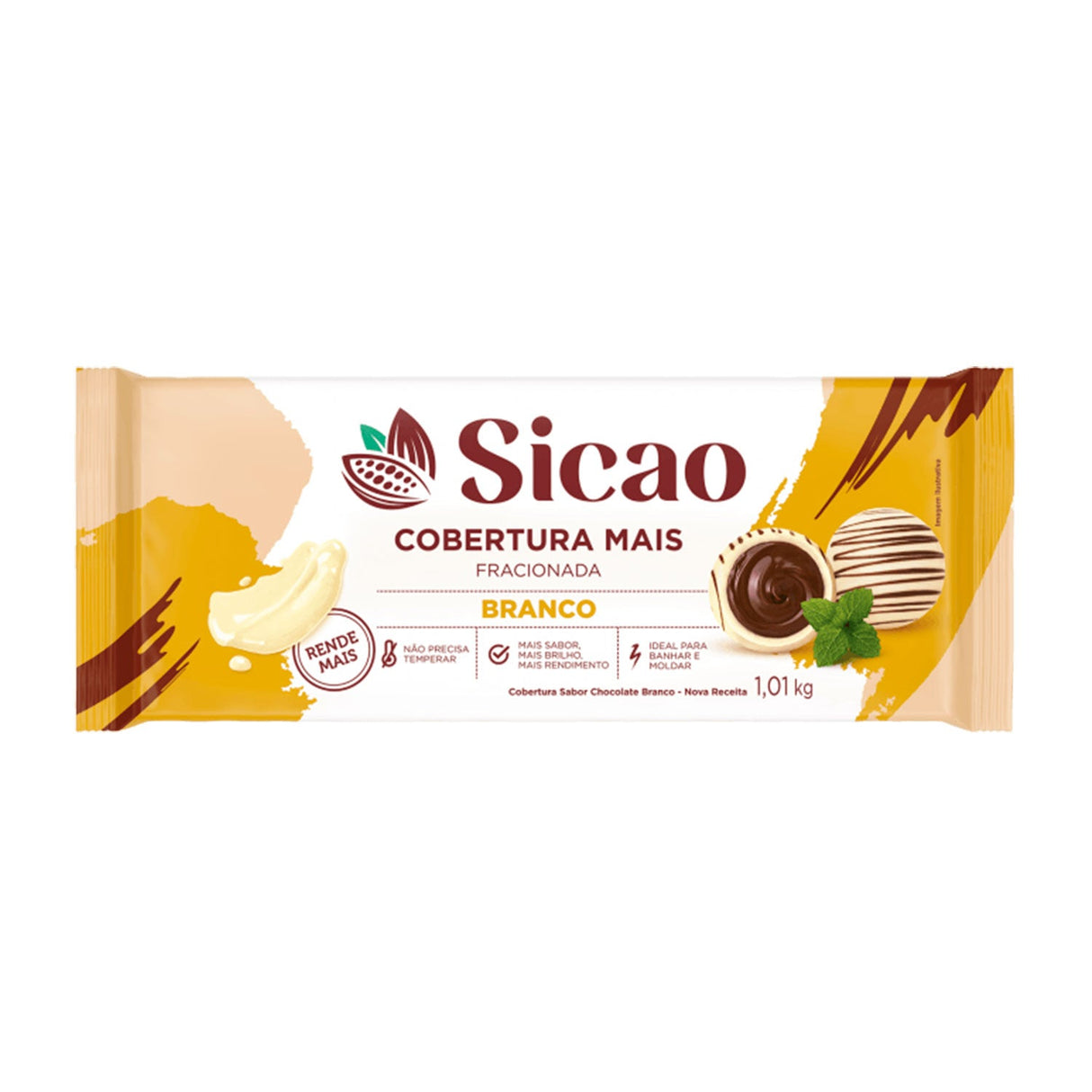Cobertura Fracionada Branco Mais - Barra 1,01Kg - Sicao