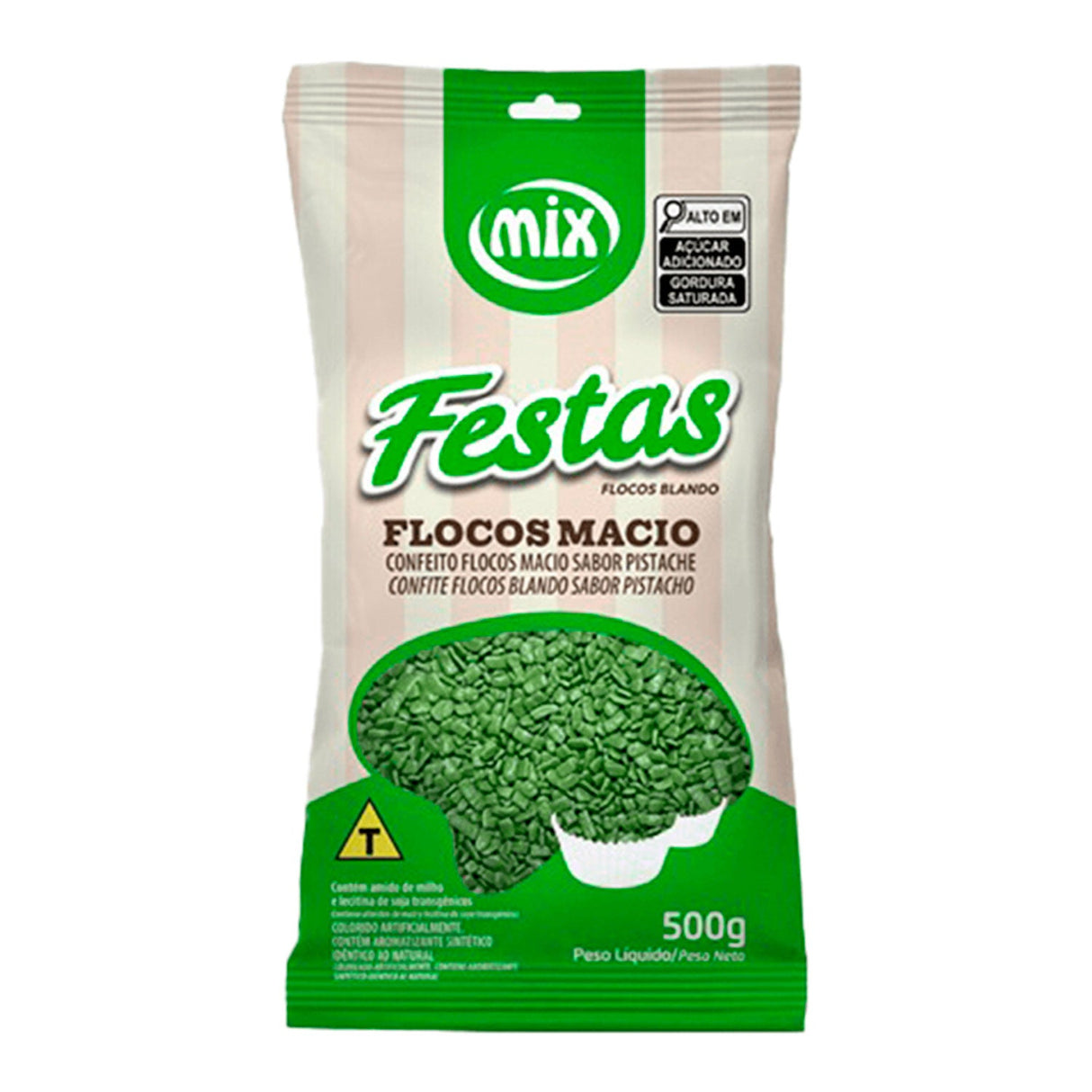 Confeitos Flocos Macio Sabor Pistache 500g - Mix