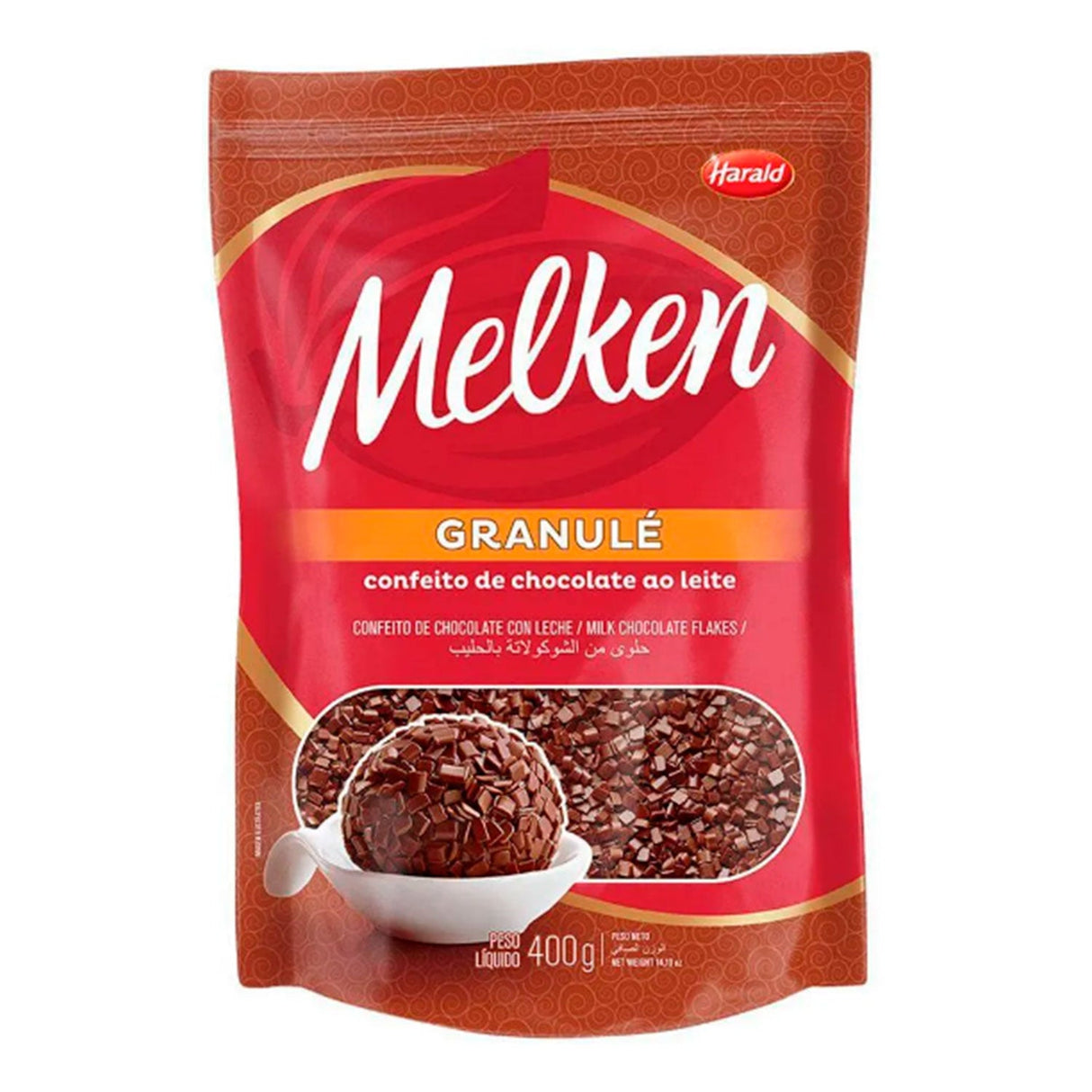 Confeitos de Chocolate Ao Leite Granulé - 400g - Melken Harald