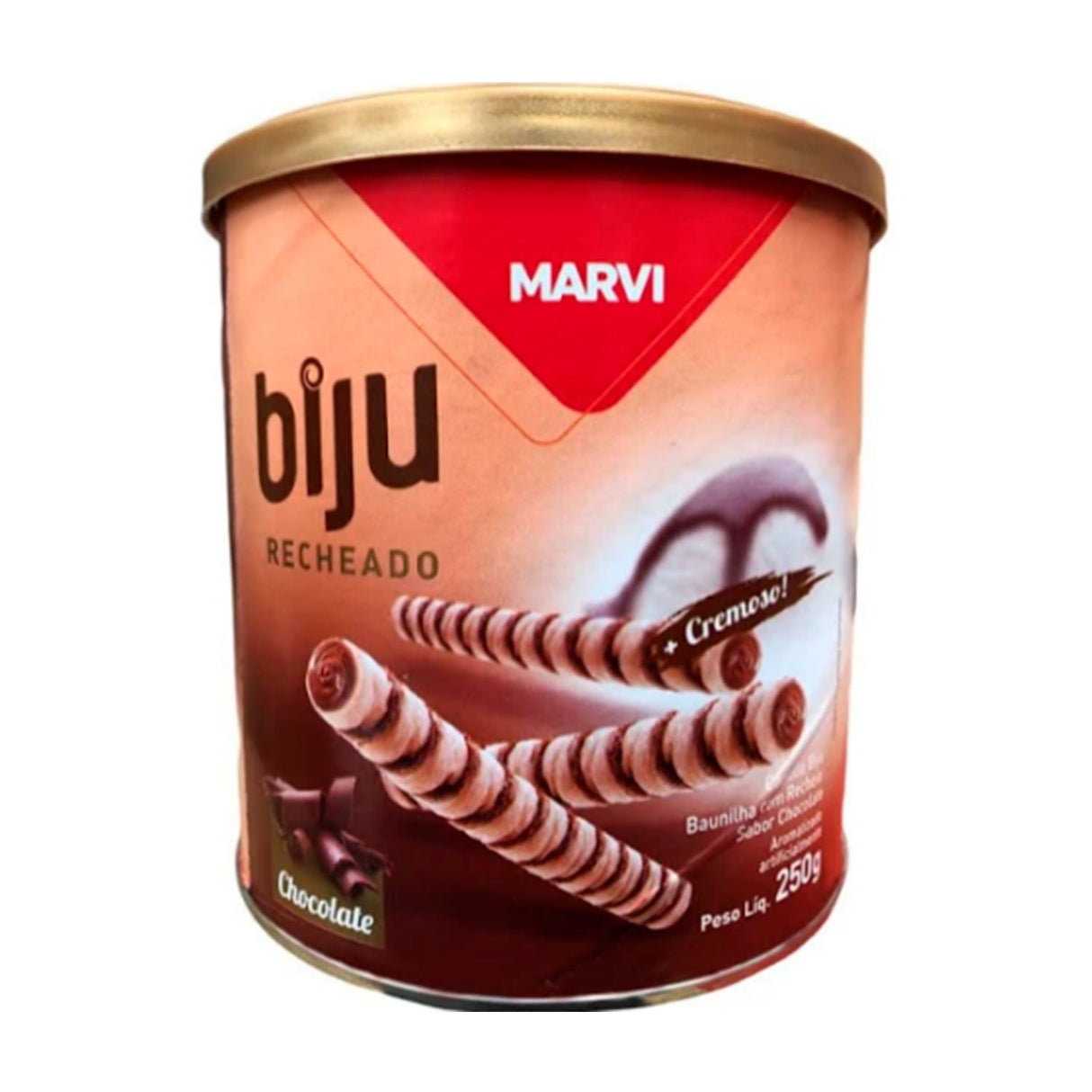 Canudo Biju Recheado sabor Chocolate 250g - Marvi
