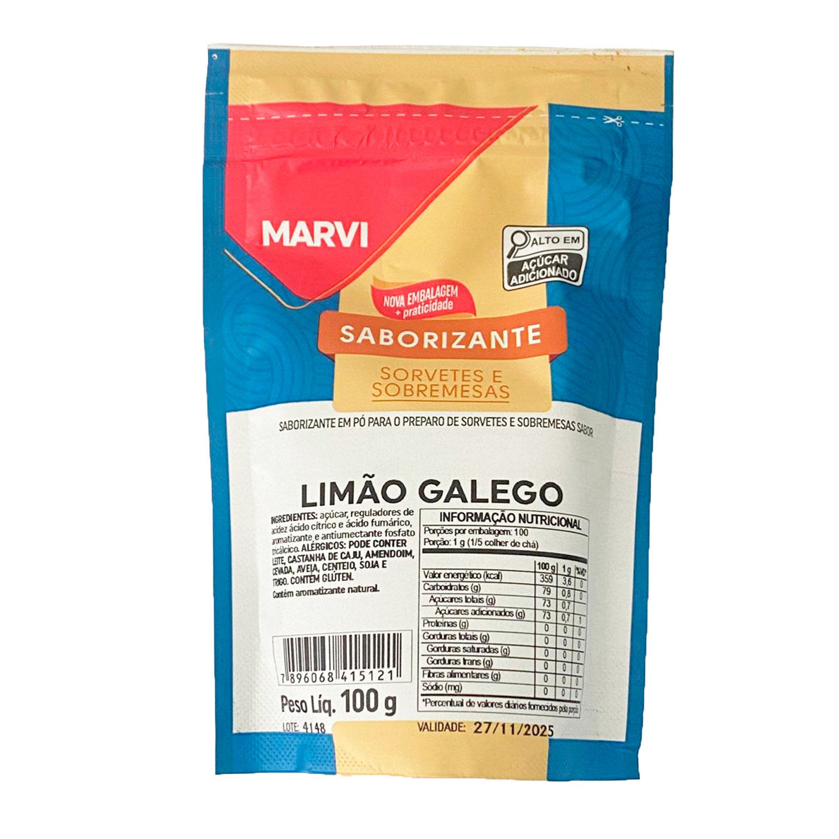Pó Saborizante Limão Galego 100g - Marvi