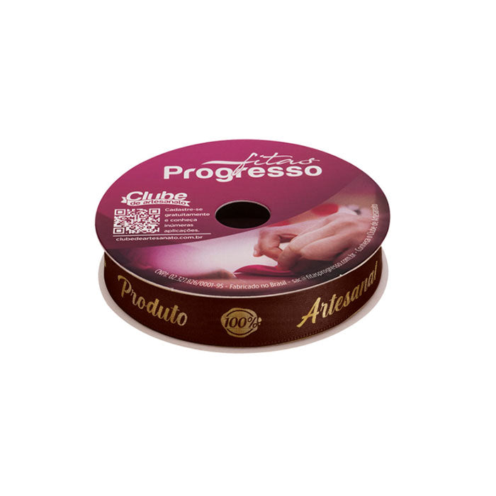 Fita Cetim Frase Produto 100% Artesanal (ECF003H COR 483) 15mmx10m - Fitas Progresso