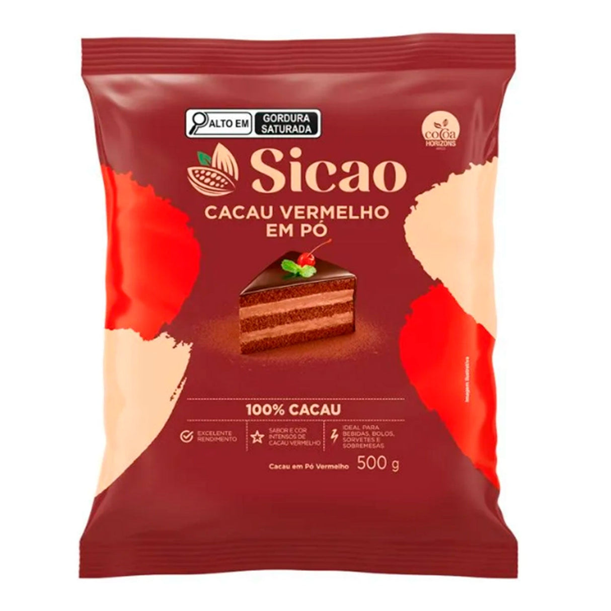 Cacau em Pó Vermelho 100% - 500g - Sicao