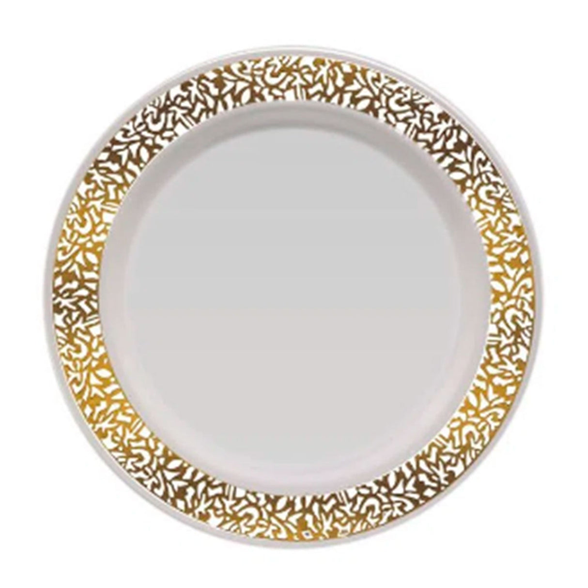 Prato Refeição Vazado Borda Dourada 26cm ( 6un ) - Silver Plastic
