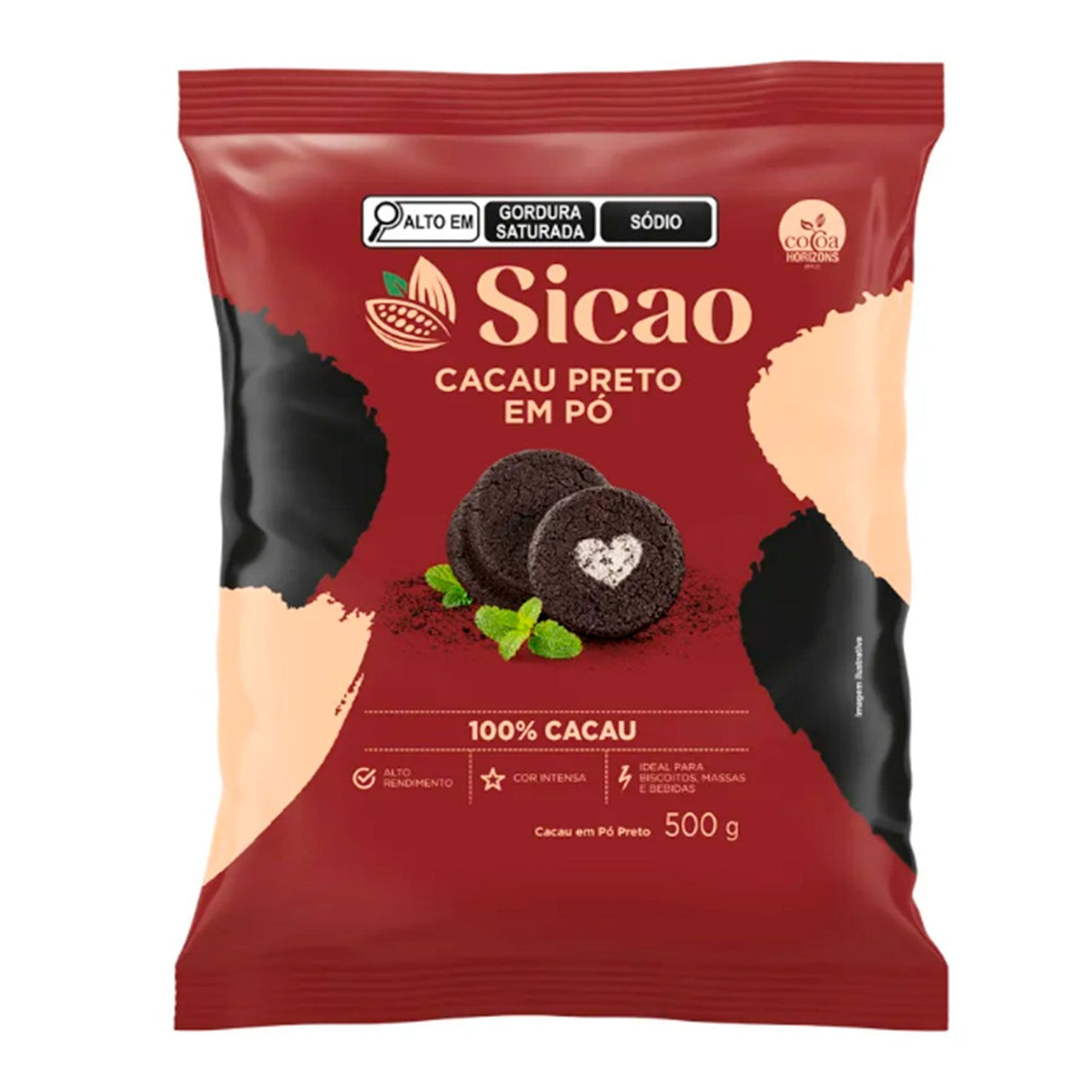 Cacau em Pó Preto 100% - 500g - Sicao