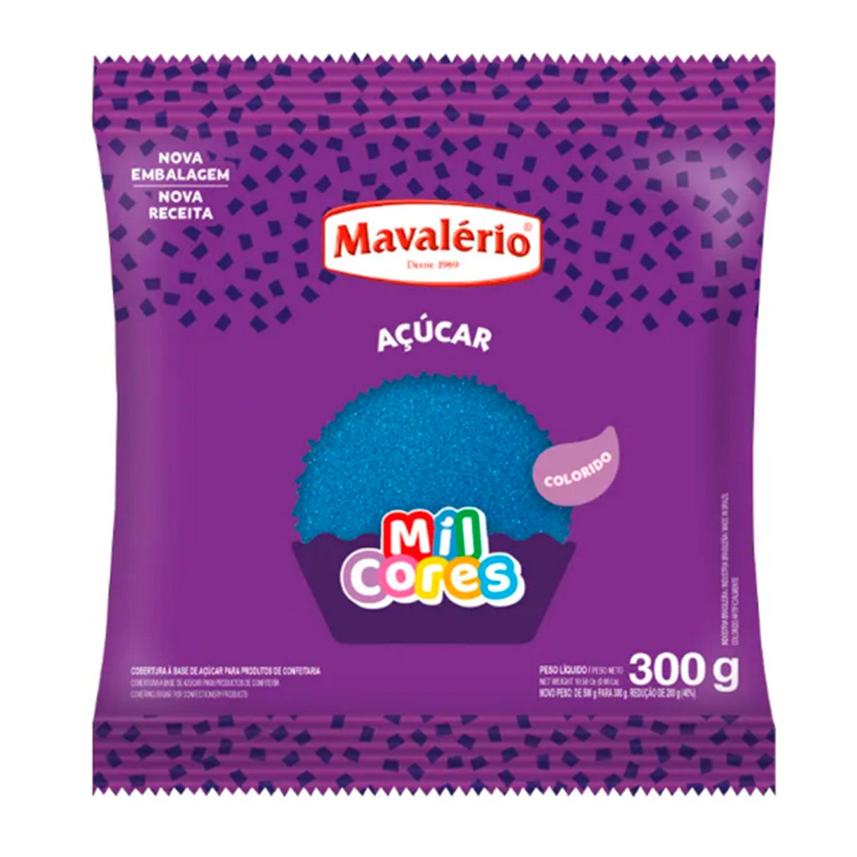 Açúcar Colorido Mil Cores - Azul - 300G - Mavalério