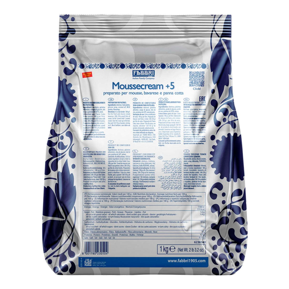 Po Mousse Cream +5 (Base P/ Torta Gelada E Mousse) - 1Kg - Fabbri