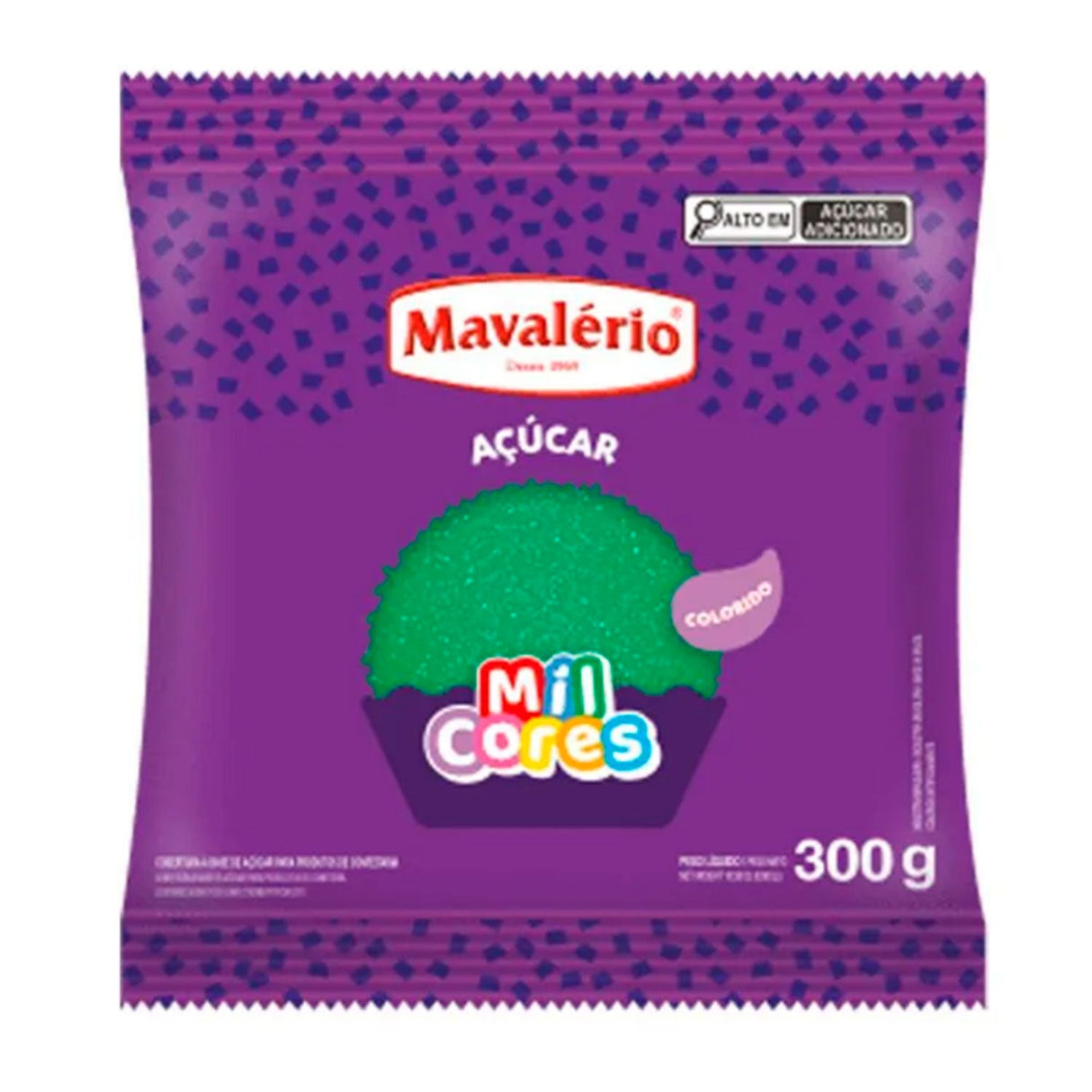 Açúcar Colorido Mil Cores - Verde - 300G - Mavalério