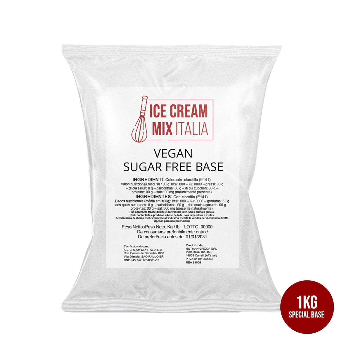 Base Vegana Suggar Free 1kg - Ice Cream Mix