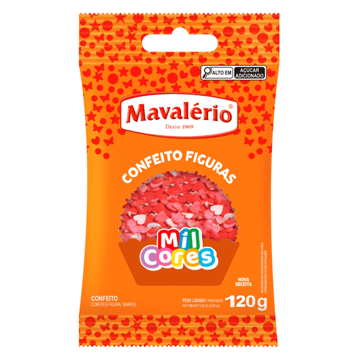 Confeito Figuras Coração 120g - Mavalério