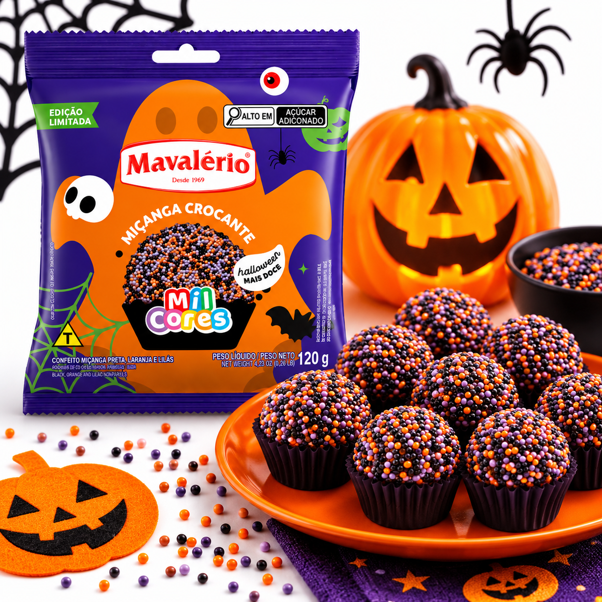Confeito Miçanga Halloween - 120g - Mavalério