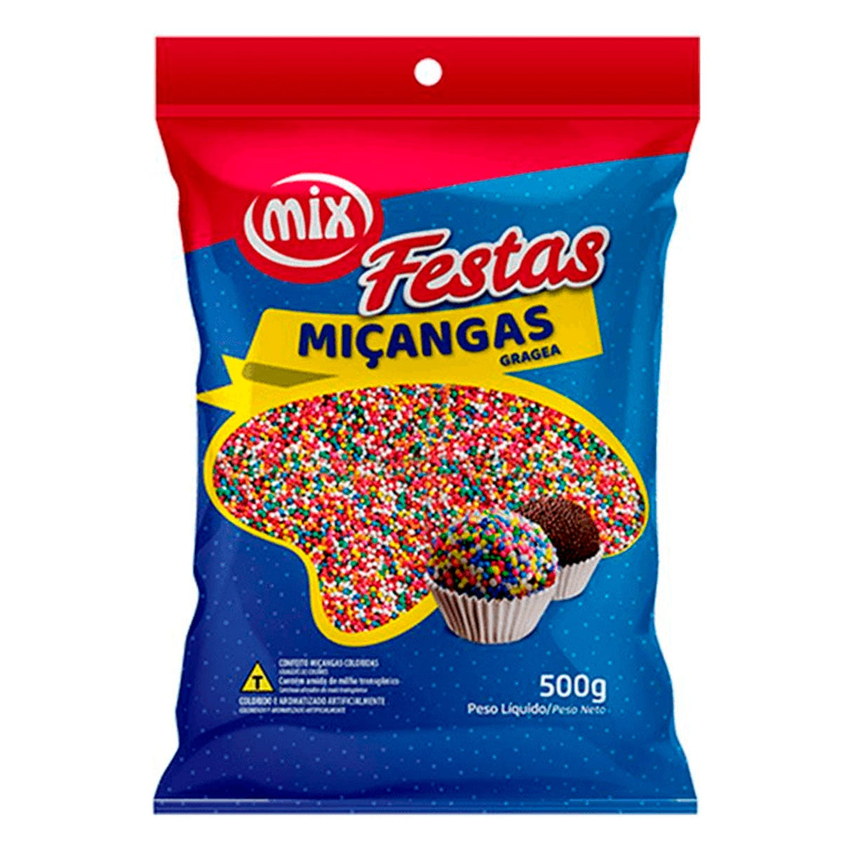 Confeito Miçanga 8 Cores - 500g - Mix