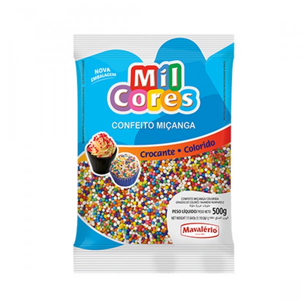 Confeito Miçanga Mil Cores - Colorida - 500G - Mavalério