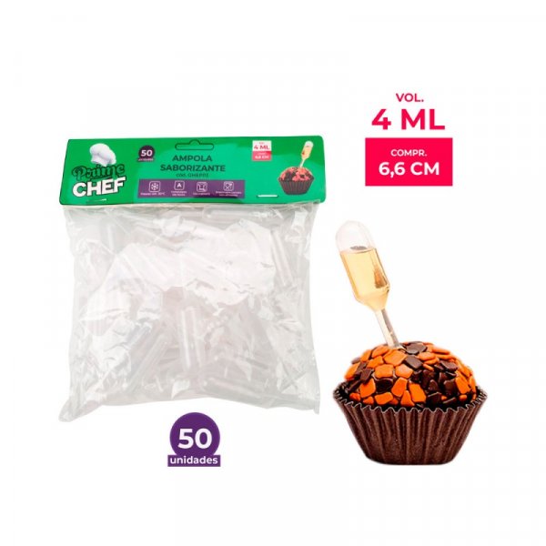 Ampola Saborizante Cilindro 4ml - 50 Unid - Prime Chef
