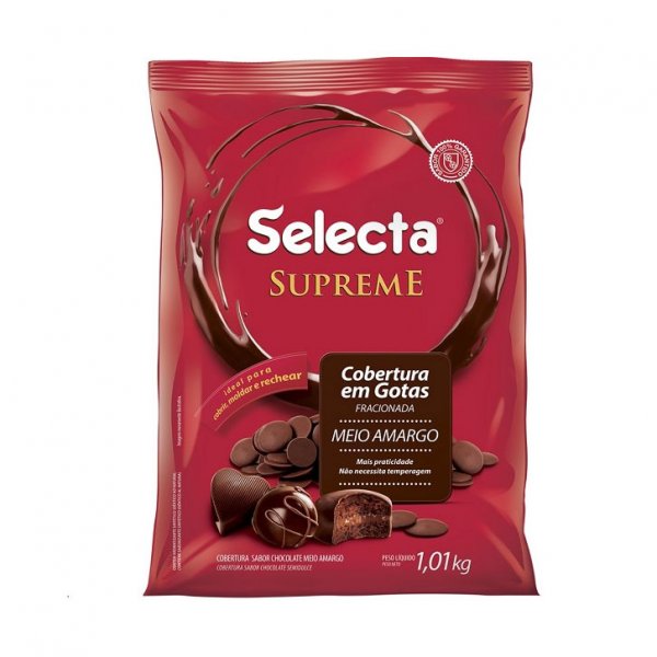 Cobertura Em Gotas Sabor Chocolate Meio Amargo - 1,01Kg - Selecta Supreme