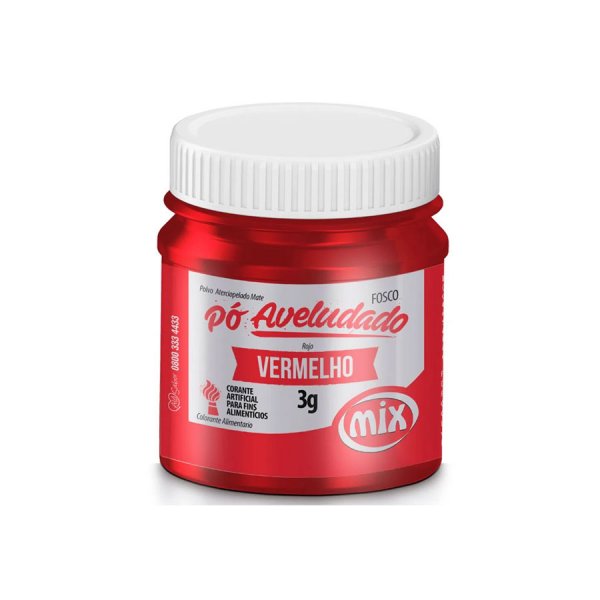 Corante Em Pó Aveludado Fosco Vermelho 3G - Mix
