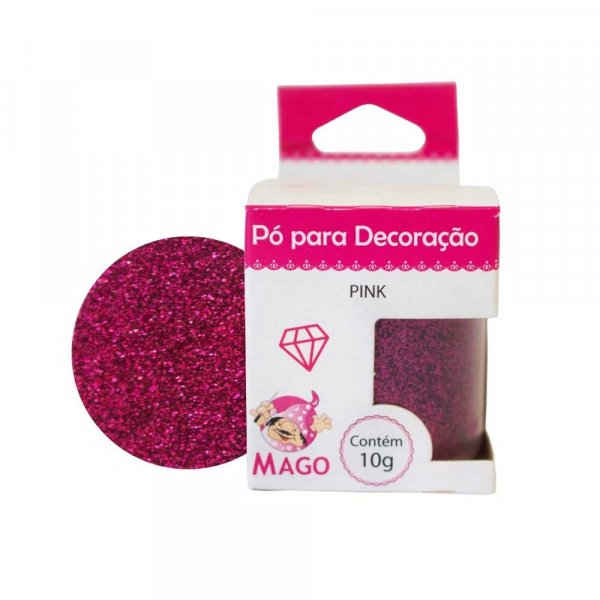 Pó Para Decoração Brilho - Rosa Pink 10G - Mago