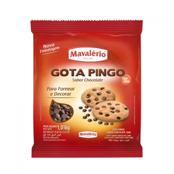 Gota Pingo' Forneável - Sabor Chocolate Ao Leite - 1,01Kg - Mavalério