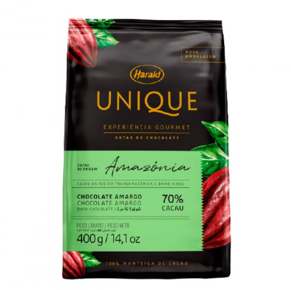 Gotas de Chocolate Amargo 70% Cacau de Origem Amazônia Unique - 400g - Harald