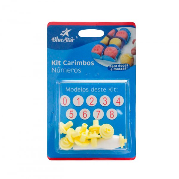 Kit Carimbos Números Amarelo - 9 Peças - Blue Star