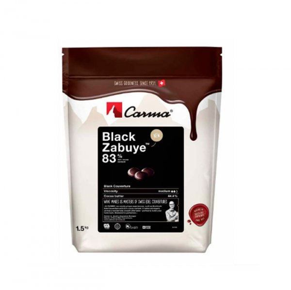 Chocolate Amargo em Gotas - Suíço Carma Black Zabuye 83% Cacau - 1,5Kg - Callebaut