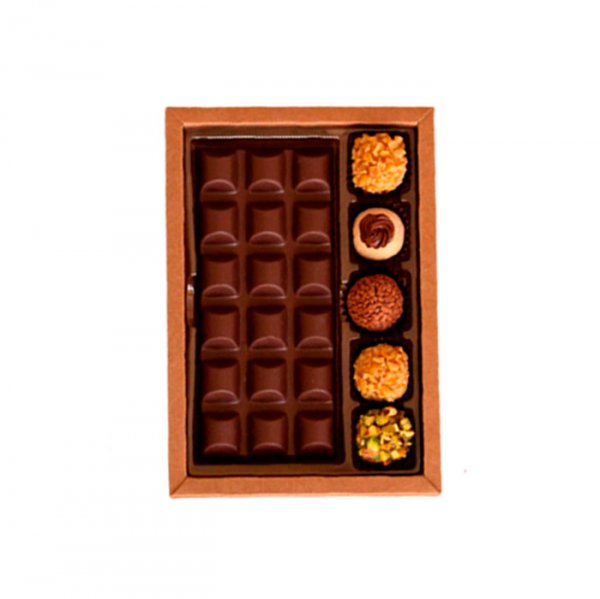 Caixa Tablete Kraft 18 Gomos + Bombom - 5 Unidades - Crystal Forming