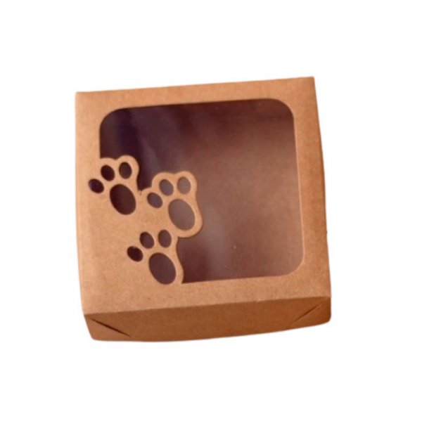 Caixa Quadrada Patinhas 12X12 Kraft 10 Unidades - Crystal Forming