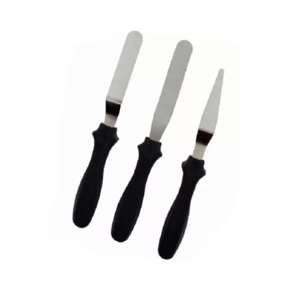 Espátula Confeiteiro Inox 3 Peças Preta - Solrac