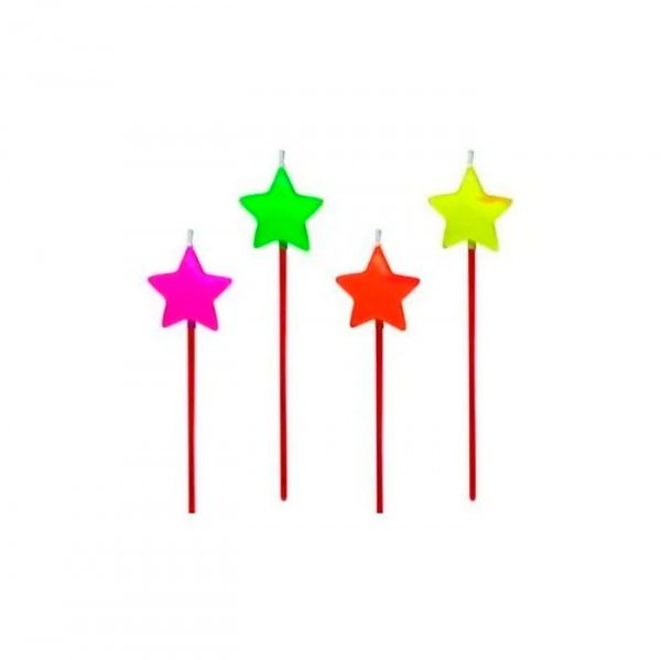 Vela Estrela 4 Unidades V012 - Silver Festas