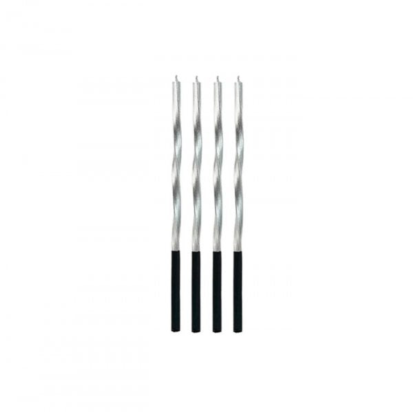 Vela Metal Torcida Prata V182 15 Cm 4 Unidades - Silver Festas