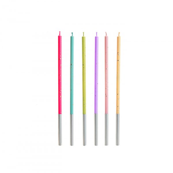 Vela Palito Gigante Degradê Arco Iris V176 15 Cm 6 Unidades - Silver Festas